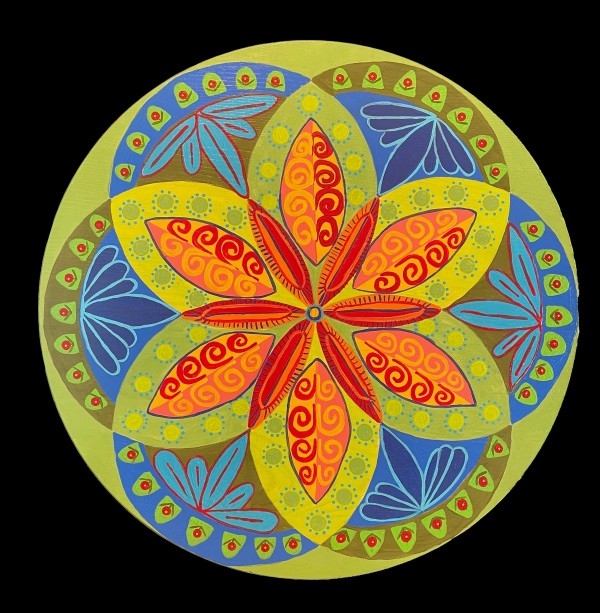 Mandala painting on Lazy Susan class with Robin